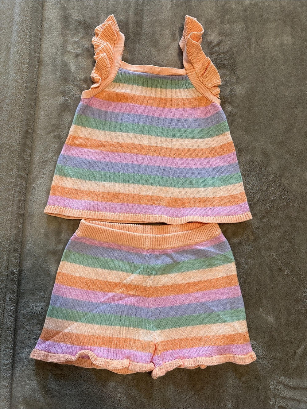 GAP TODDLER PASTEL STRIPED RUFFLE KNIT SET size 4T
